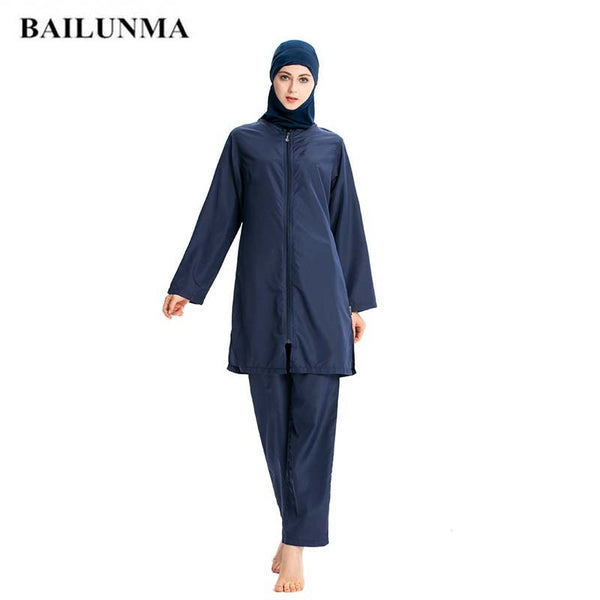 BAILUNMA Women Muslim Sport Islamic Swimsuit Ladies Muslim Wear Clothing Burkinis Muslim Swimwear Modest Swimsuit Hijab M007