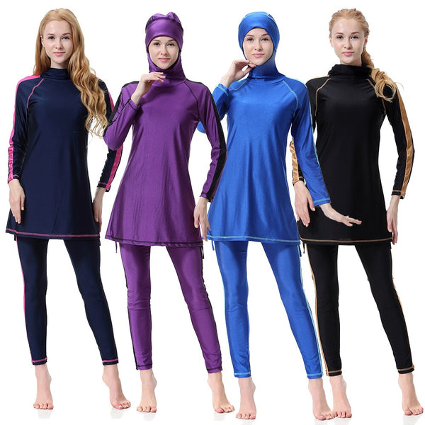 Arabic Islamic Swimwear Women Swim Wear Burkini Muslim 2 Piece Suit Hooded Hijab Swimsuit Modest Swim Surf Wear Sport Burkinis