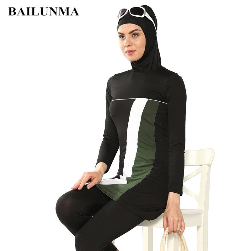 Fashion Muslim Women Swimwear full suit for swimming Islamic Swimsuit Full Face Hijab Swimming Beachwear Swimsuit Sport Clothing