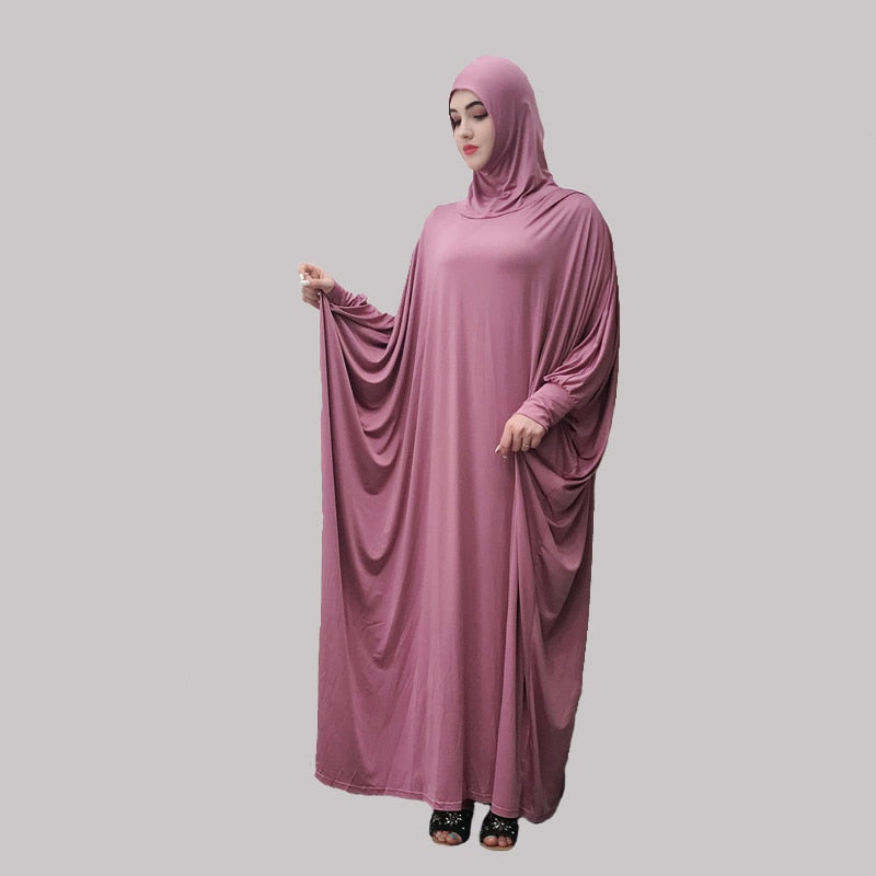 Arab Muslim Hijab Dress Women Batwing Sleeve Hooded Prayer Outfit Maxi Abaya Dresses Kaftan Long Robe Turkish Islamic Clothing