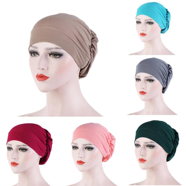 Multicolor Linen Inner Caps for Hijab Solid Cotton Muslim Turban Bonnet Ready To Wear Wrap Head Hijabs Cap Islamic Accessories