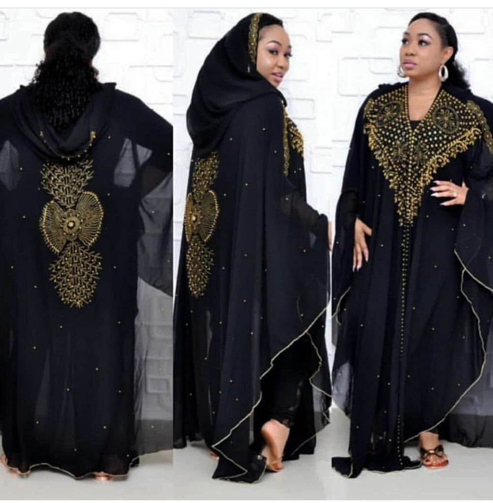 African Islamic Muslim Hijab Dress Women Chiffon Diamond Hooded Abaya Pakistani Kanga Moroccan Kaftan Beading Burqa Party Outfit