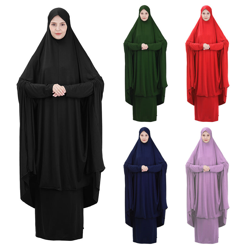 Two-Piece Set Prayer Garment Dress Muslim Women Abaya Jilbab Hijab Long Khimar Outfit Ramadan Skirt Abayas Islamic Clothes Niqab