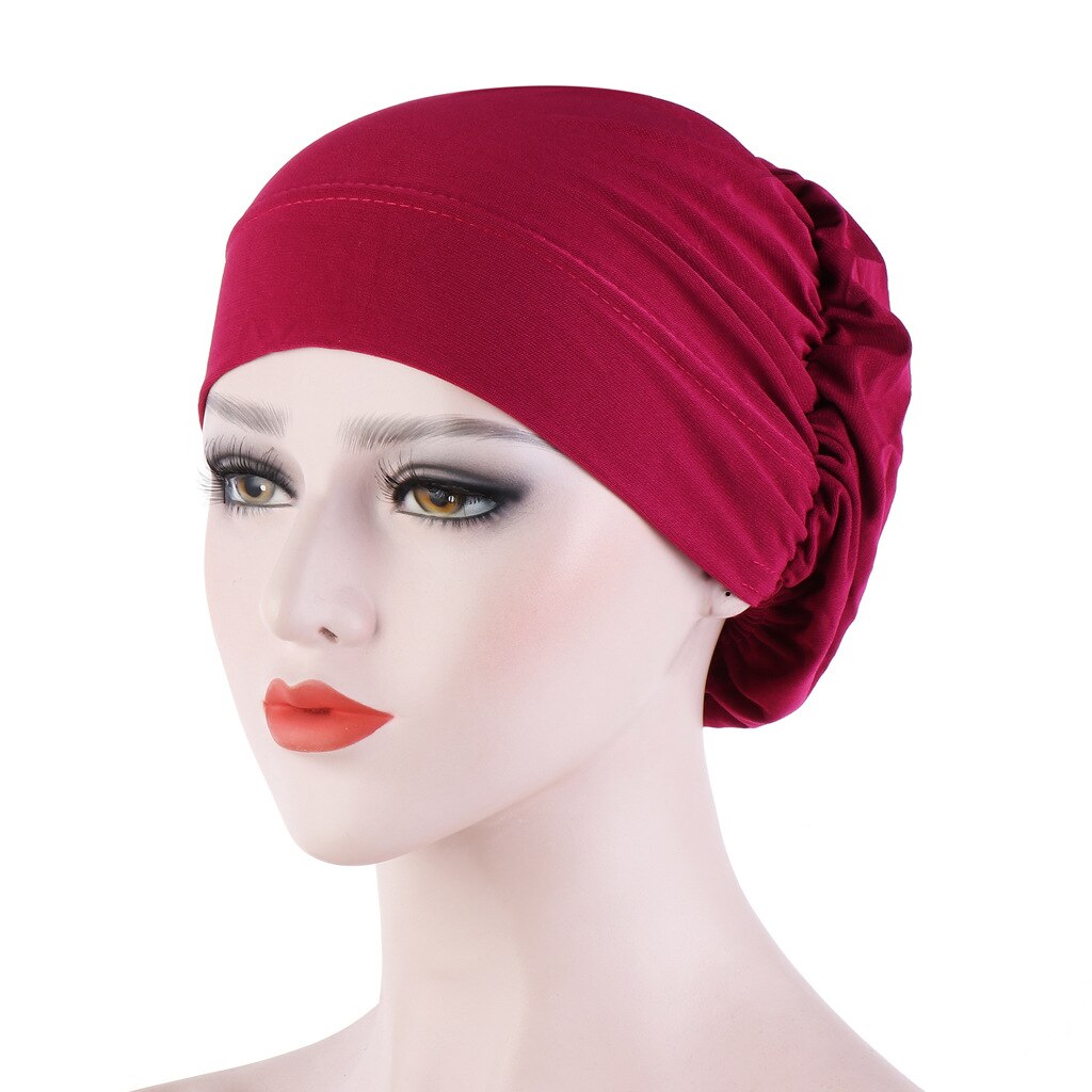 Simple Women Muslim Plain Hijabs Hat  Islamic Turban Inner Caps Beanie Cap Elastic Cloth Head Cap Hat Ladies Hair Accessories