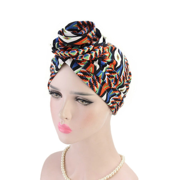 Women Turban Hat Bohemia Style Flower Hijab Caps Beanie Ladies Hair Accessories India Hat Muslim Scarf Cap Hair Loss Wholesale