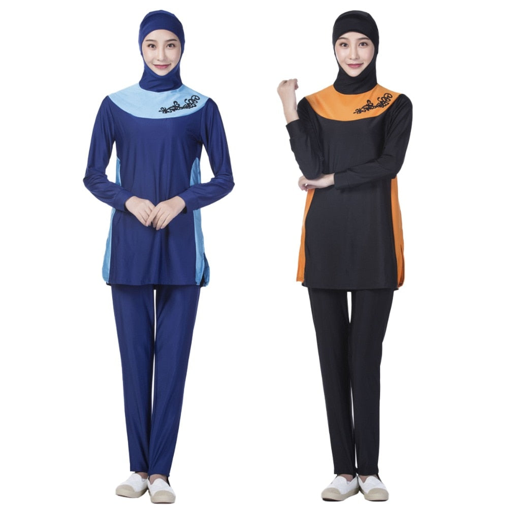 2pcs Set Muslim Women Diving Suit Modest Swimwear Swimsuits Hijab Long Sleeve Tops and Pants Outfits Elegant Women Swimsuits